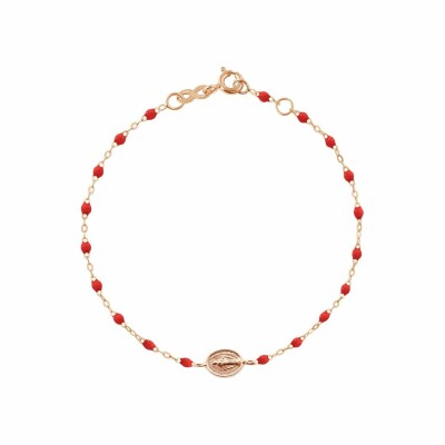 Bracelet Gigi Clozeau Madone en or rose et résine coquelicot, taille 17cm