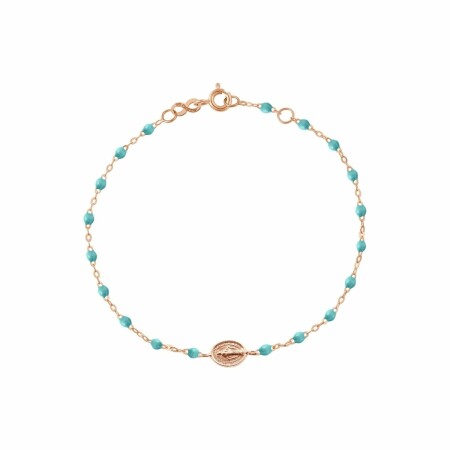 Bracelet Gigi Clozeau Madone en or rose, résine turquoise vert, taille 17cm