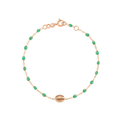 Bracelet Gigi Clozeau Madone en or rose et résine menthe, taille 17cm