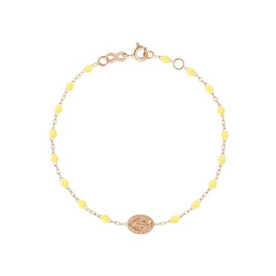 Bracelet Gigi Clozeau Madone en or rose et résine mimosa, taille 17cm