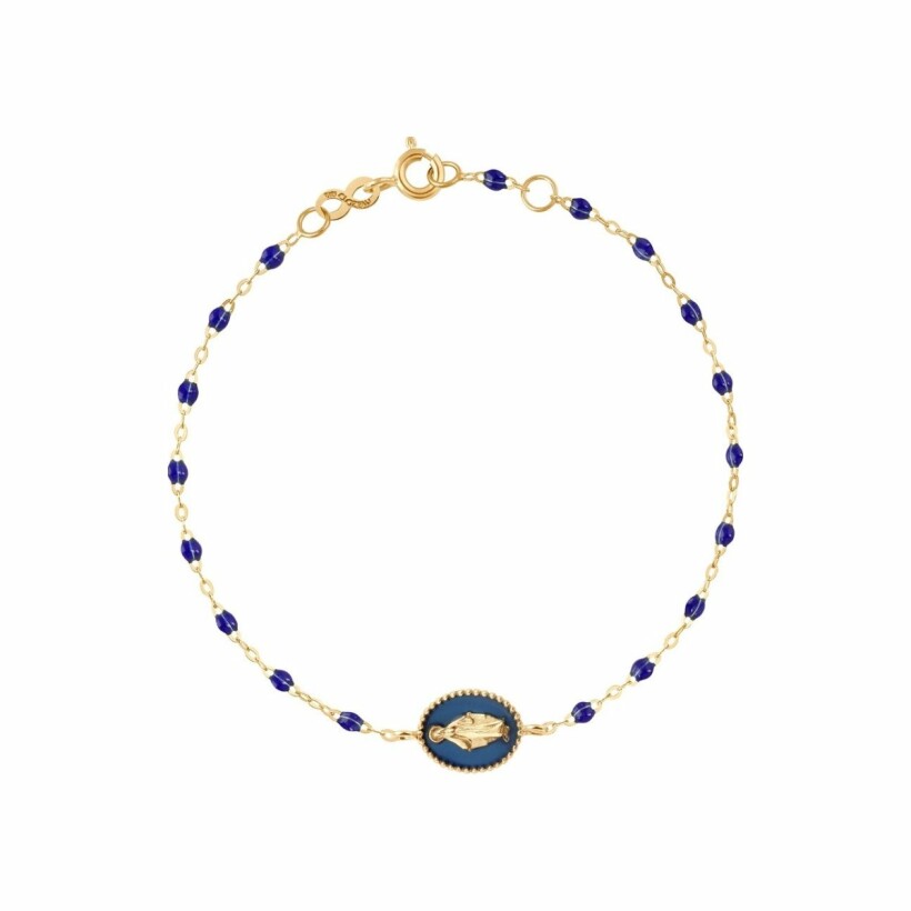 Bracelet Gigi Clozeau Madone en or jaune et résine bleu de Prusse, 17cm