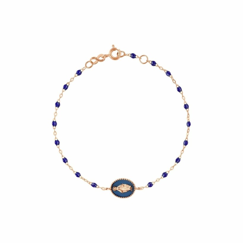 Bracelet Gigi Clozeau Madone en or rose et résine bleue de prusse, 17cm