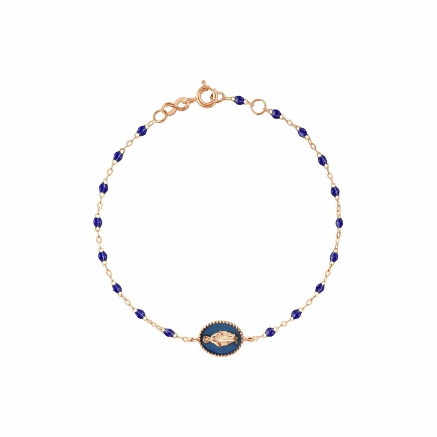 Bracelet Gigi Clozeau Madone en or rose et résine bleue de prusse, 17cm