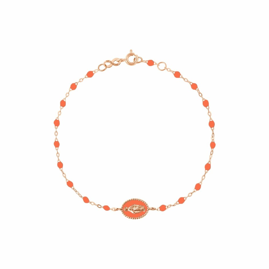 Bracelet Gigi Clozeau Madone en or rose et résine orange fluo, 17cm