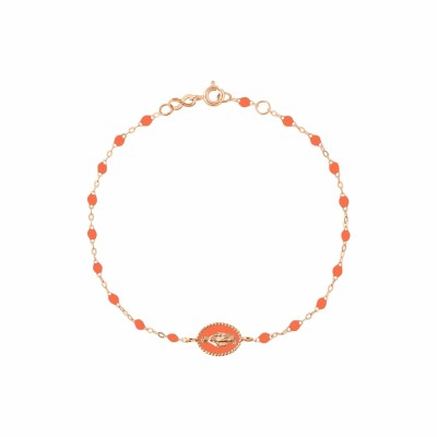 Bracelet Gigi Clozeau Madone en or rose et résine orange fluo, 17cm