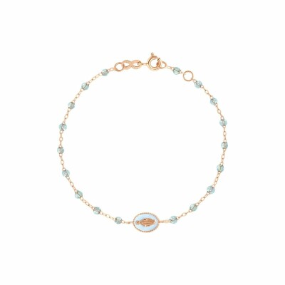 Bracelet Gigi Clozeau Madone en or rose et résine bleu layette, taille 17cm