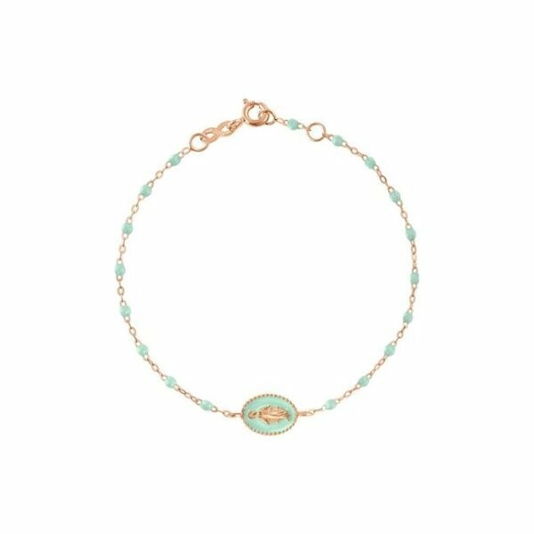 Bracelet Gigi Clozeau Madonne en or rose et résine jade, taille 17cm