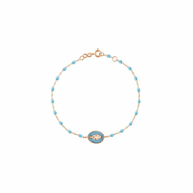 Bracelet Gigi Clozeau Madone, en or rose et résine turquoise, 17cm