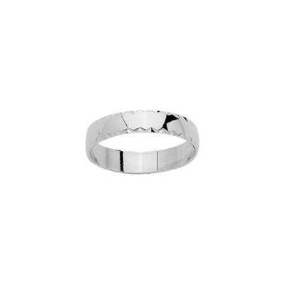 Alliance Bleuet en or blanc, 4mm