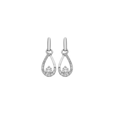 Boucles d'oreilles goutte en or blanc et oxyde de zirconium