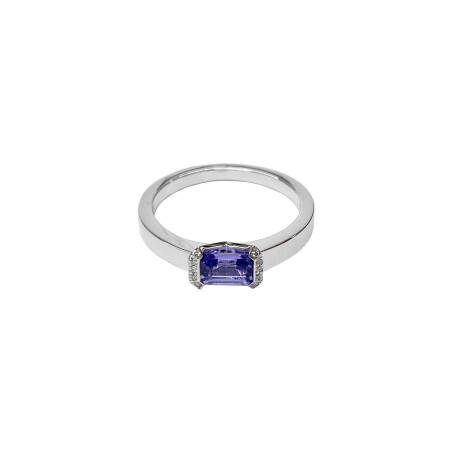 Bague Isabelle Barrier en or blanc, saphir et diamants, taille 53