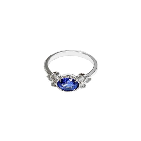 Bague Isabelle Barrier en or blanc, saphir et diamants, taille 53