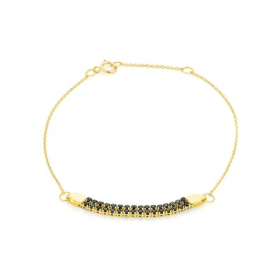 Bracelet maille forçat en or jaune et spinelle