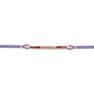 Bracelet cordon violet, or rose et topaze