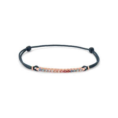 Bracelet cordon rose, or rose et topaze