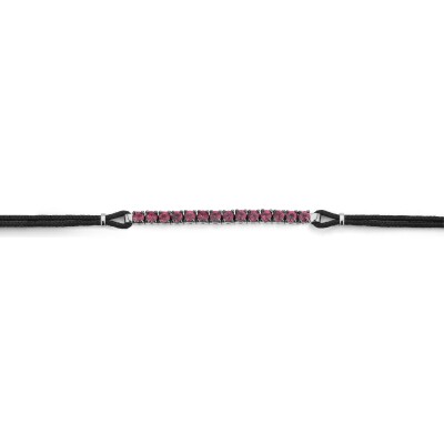 Bracelet cordon noir, or blanc et rubis 0.60ct