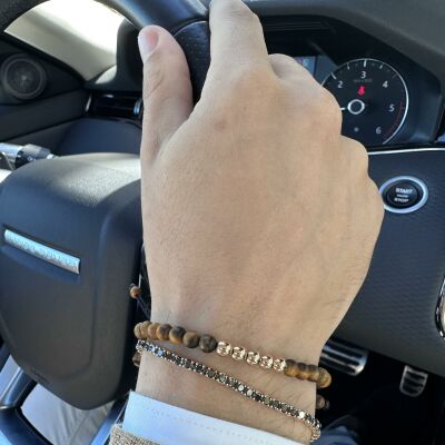 Bracelet Jaibor Wolf Small en or rose et oeil de Tigre