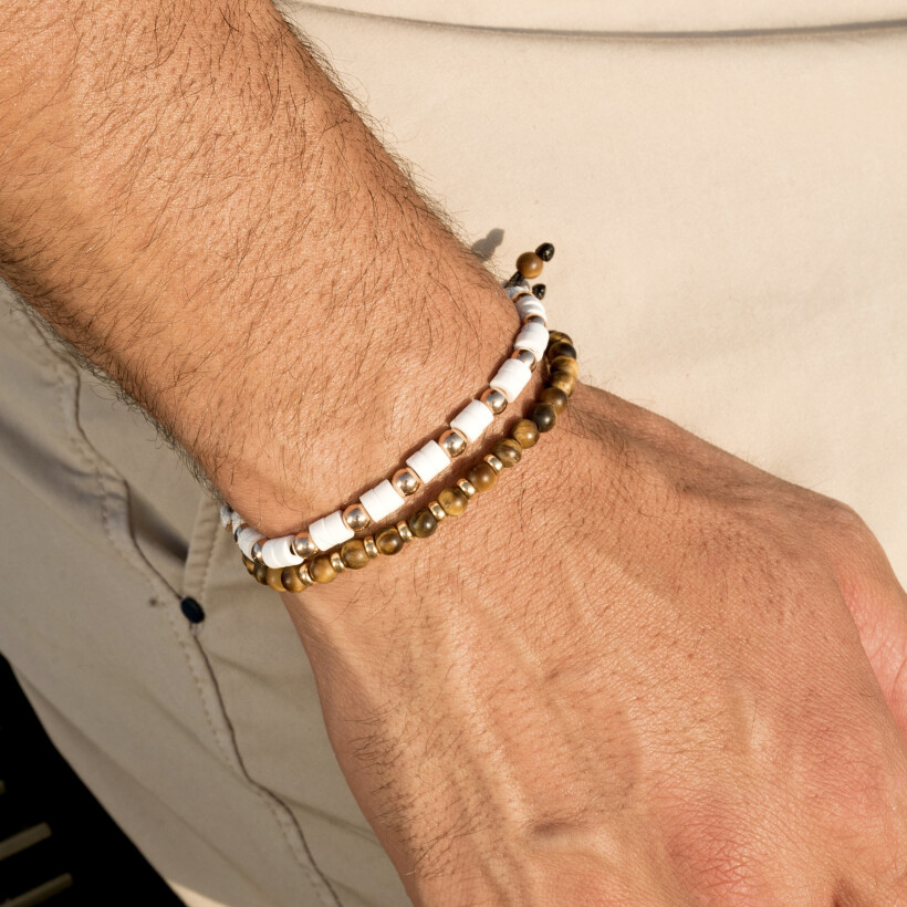 Bracelet Doux Essentials en or rose et oeil de Tigre