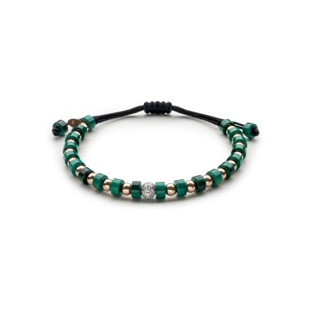 Doux Primavera pink gold and diamonds and malachite bracelet