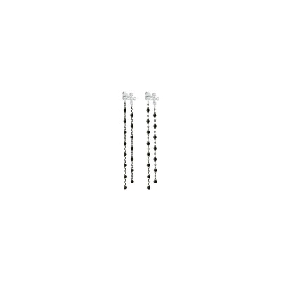 Boucles d'oreilles Dansantes Gigi Clozeau Spark en or noir, or blanc, résine noire et diamants