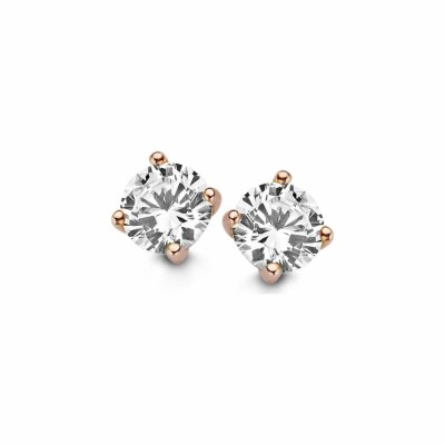 Boucles d'oreilles solitaire Naiomy Moments en argent rosé et oxyde de zirconium