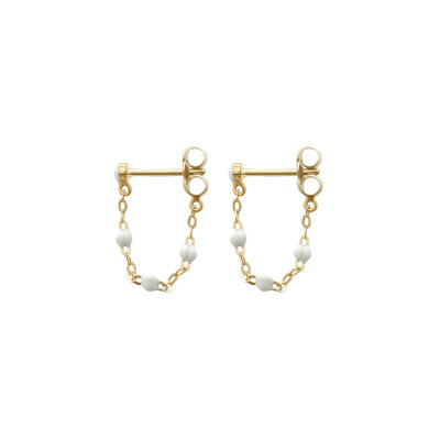 Boucles d'oreilles pendantes Gigi Clozeau Classique en or jaune et résine blanche