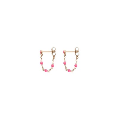 Boucles d'oreilles Gigi Clozeau en or rose et résine rose