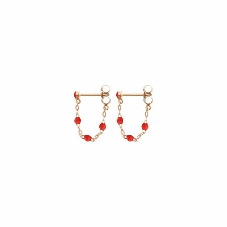 Boucles d'oreilles Gigi Clozeau en or rose et résine coquelicot