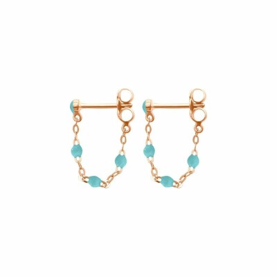 Boucles d'oreilles Gigi Clozeau en or rose et résine turquoise vert