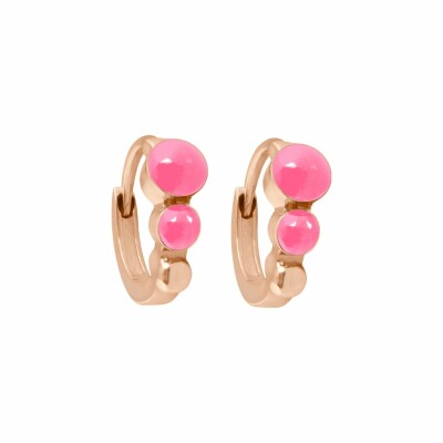 Boucles d'oreilles Gigi Clozeau en or rose et résine rose