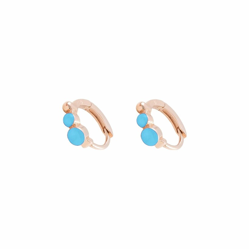 Boucles d'oreilles Gigi Clozeau en or rose et résine turquoise