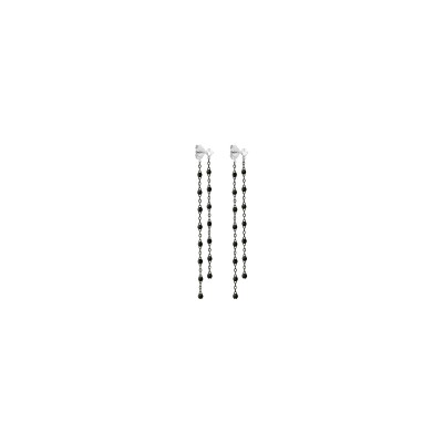Boucles d'oreilles Dansantes Gigi Clozeau Classique en or noir, résine noire et diamants