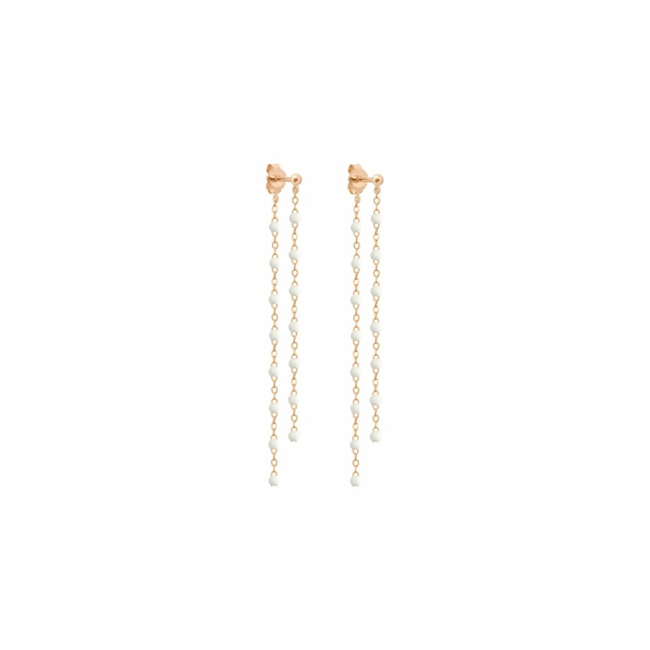 Boucles d'oreilles Gigi Clozeau en or rose et résine blanche