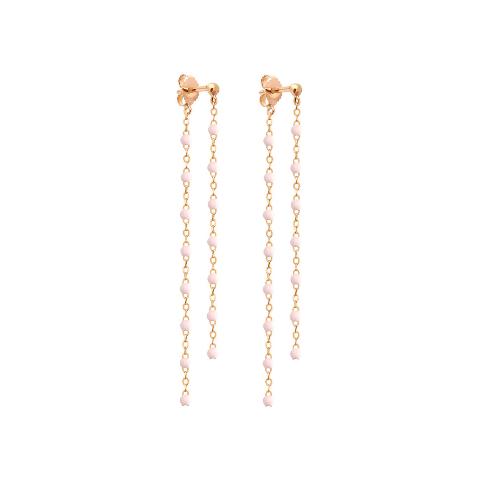 Boucles d'oreilles pendantes Gigi Clozeau Classique en or rose et résine rose bébé