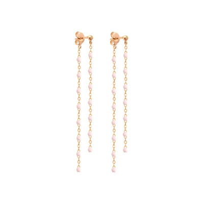 Boucles d'oreilles pendantes Gigi Clozeau Classique en or rose et résine rose bébé