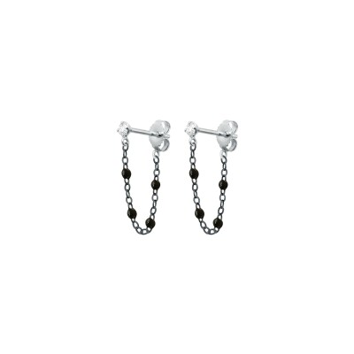 Boucles d'oreilles Gigi Clozeau Gigi Suprême en or noir, or blanc, résine noire et diamants
