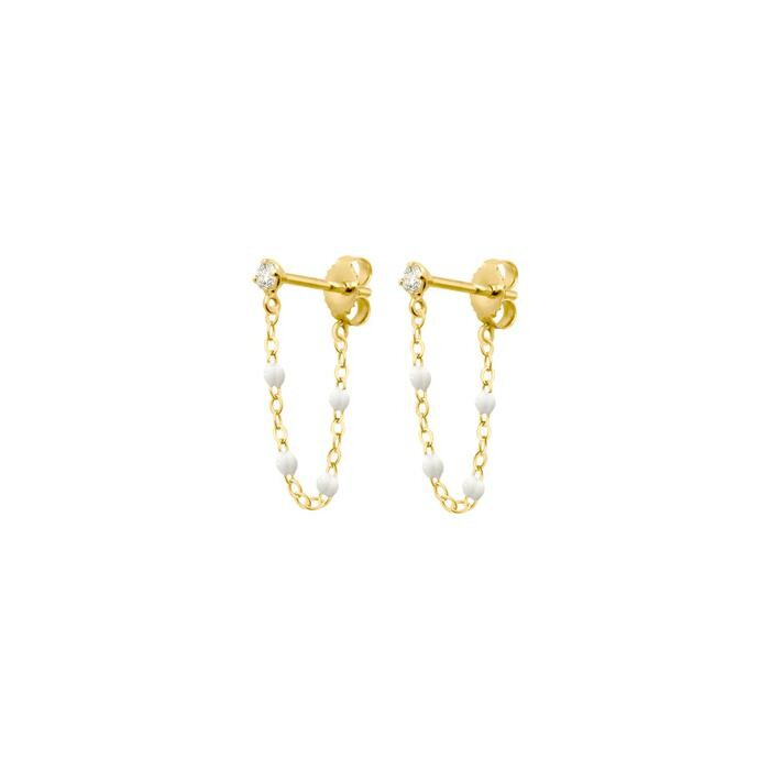 Boucles d'oreilles Gigi Clozeau Gigi Suprême en or jaune, résine blanche et diamants