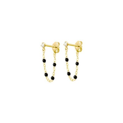 Boucles d'oreilles Gigi Clozeau Gigi Suprême en or jaune, résine noir et diamants