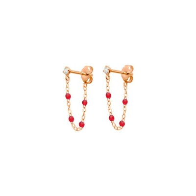 Boucles d'oreilles Gigi Clozeau Gigi Suprême en or rose, résine rubis et diamants