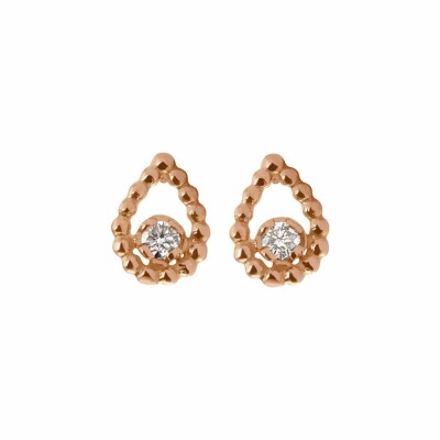 Boucles d'oreilles Gigi Clozeau Lucky Lotus en or rose et diamants