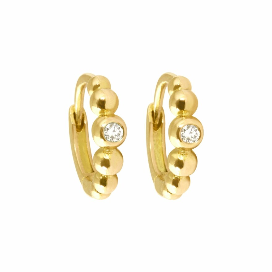 Boucles d'oreilles Gigi Clozeau Lucky coeur en or jaune et diamants