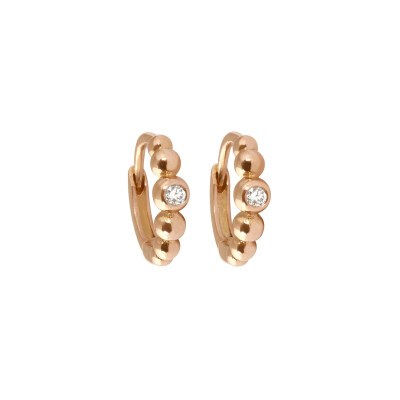 Boucles d'oreilles créoles Gigi Clozeau Lucky en or rose et diamants