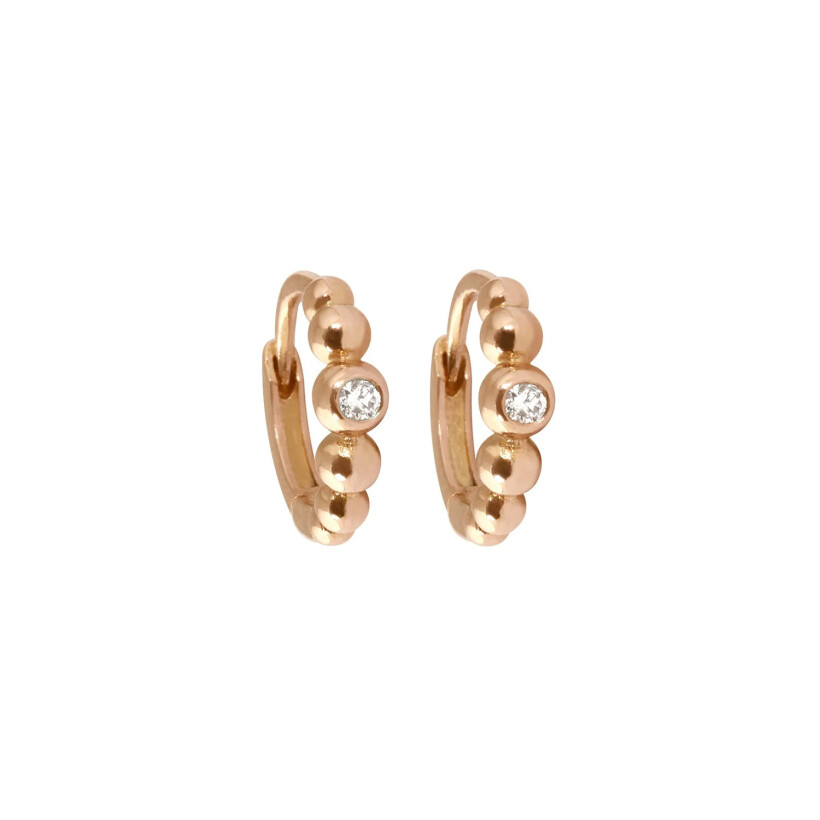 Gigi Clozeau Lucky hoop earrings, rose gold and diamonds