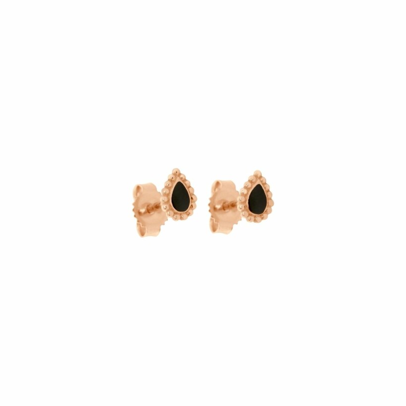Boucles d'oreilles Gigi Clozeau Cashmere en or rose et résine noire