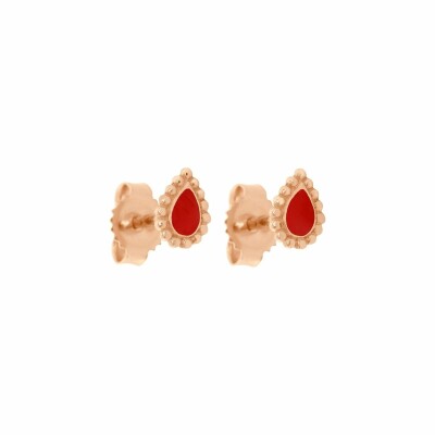 Boucles d'oreilles Gigi Clozeau Cashmere en or rose et résine coquelicot