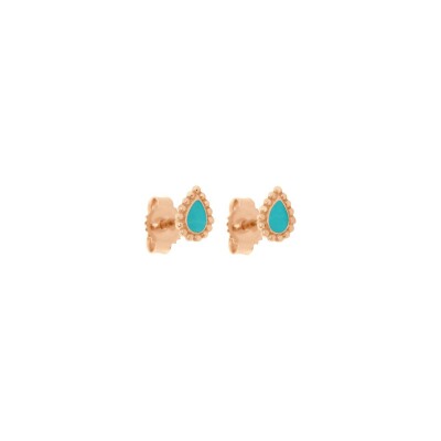 Boucles d'oreilles Gigi Clozeau Cashmere en or rose et résine turquoise vert