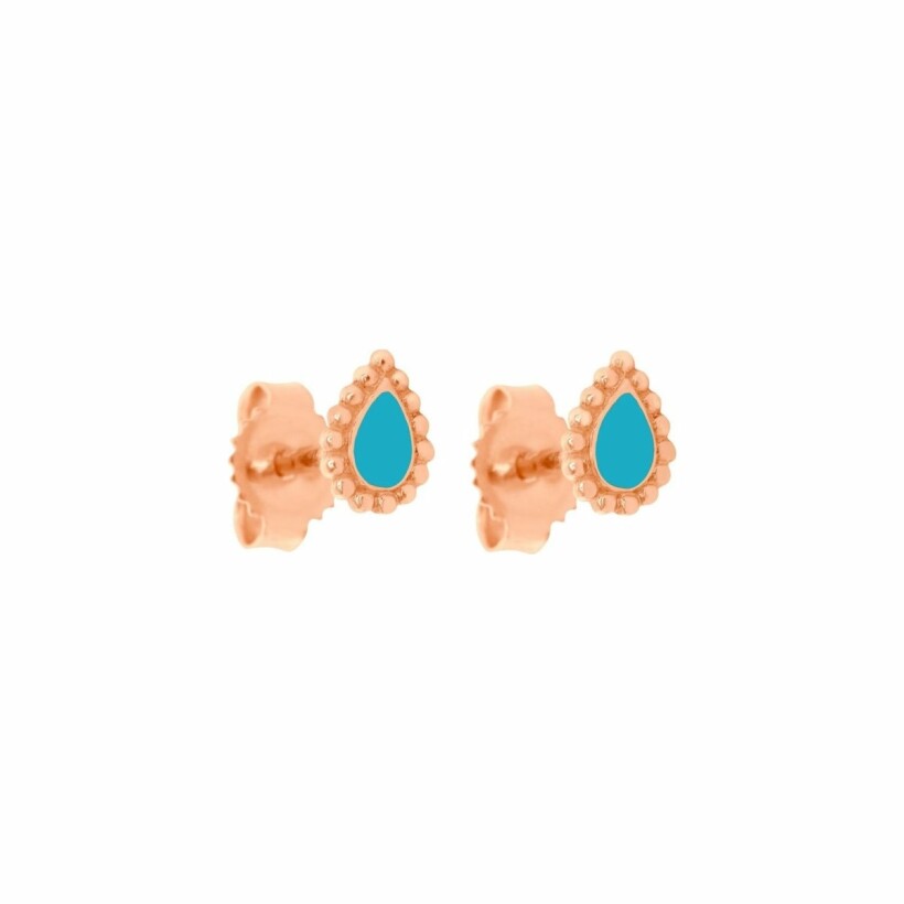 Boucles d'oreilles Gigi Clozeau Cashmere en or rose et résine turquoise