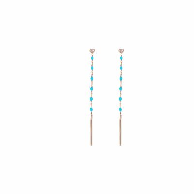 Boucles d'oreilles Gigi Clozeau en or rose, résine turquoise-vert et diamants