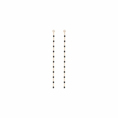 Boucles d'oreilles Gigi Clozeau en or rose, résine noire et diamant