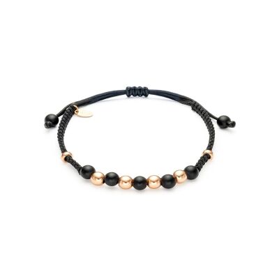 Bracelet Jaibor Wolf Macrame en or rose et onyx
